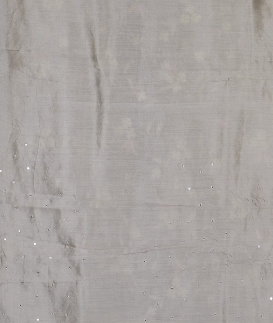 Cream And Light Grey Kora Organza Embroidery Saree T3633363