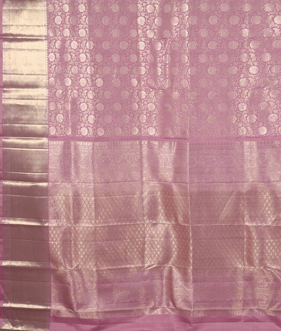 Lavender Handwoven Kanjivaram Silk Saree T3629174