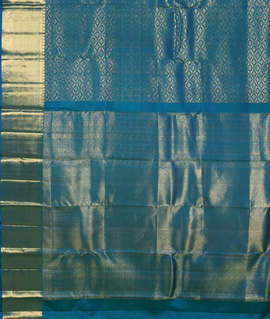 Blue Handwoven Kanjivaram Silk Saree T3324254