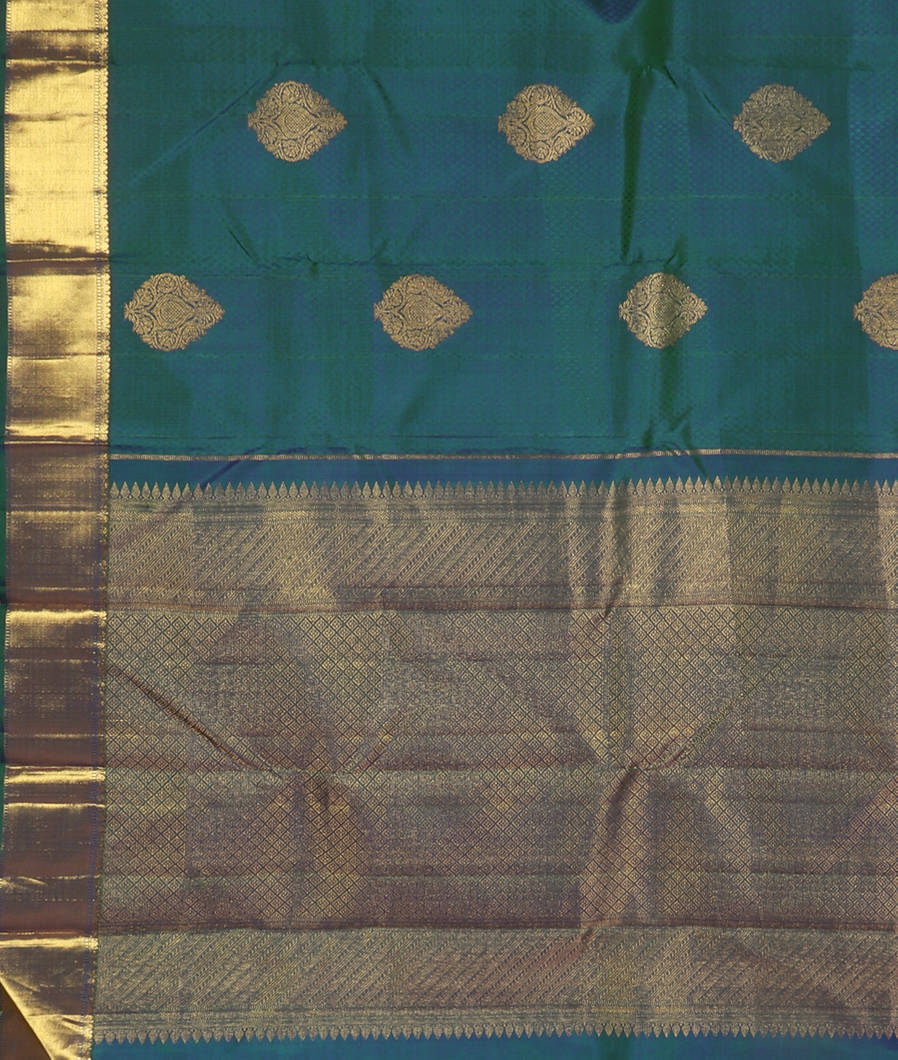 Peacock Blue Handwoven Kanjivaram Silk Saree T3609664