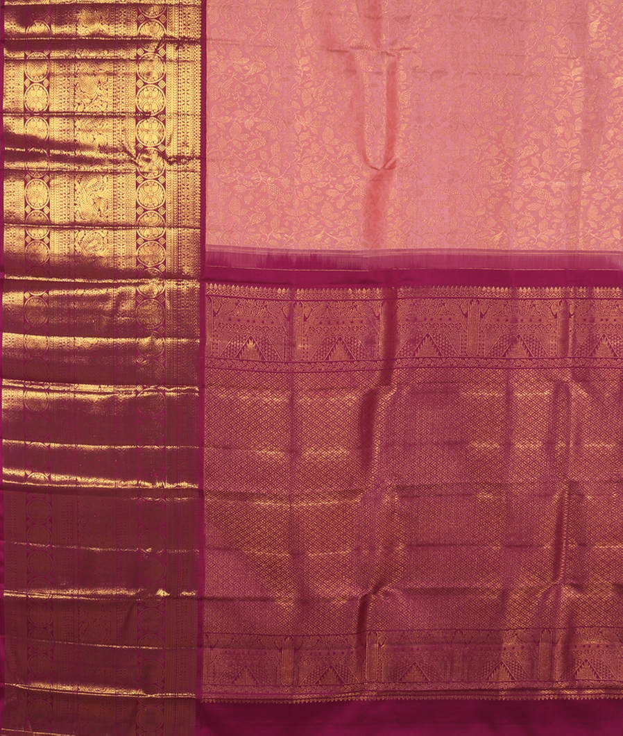 Pink Handwoven Kanjivaram Silk Saree T3312954