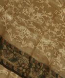 Light Khaki Kora Organza Embroidery Saree T3739431