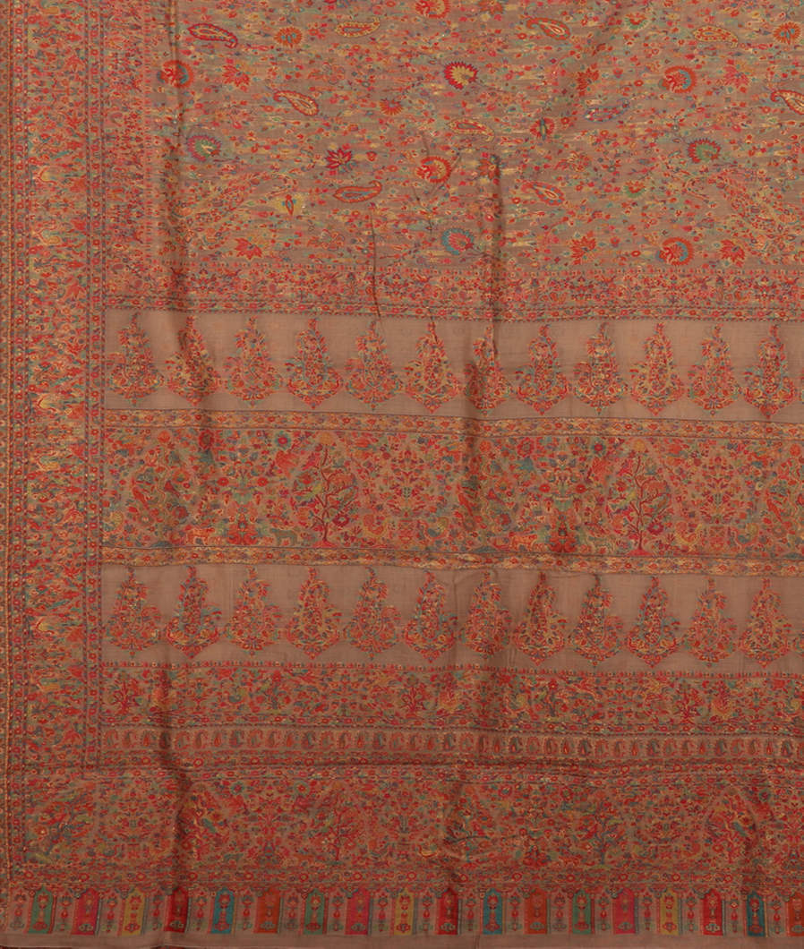 Beige Cashmere Kani Silk Saree T2851604