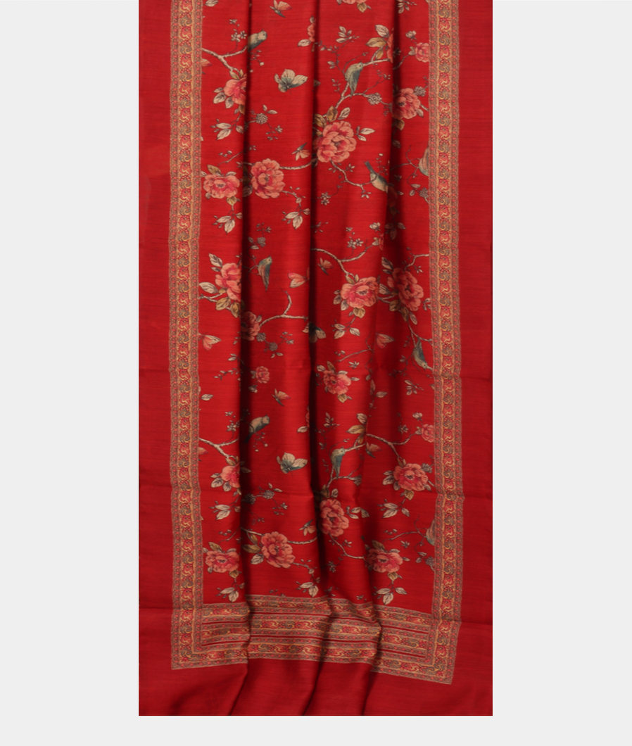 Red Soft Tussar Printed Saree T3540932