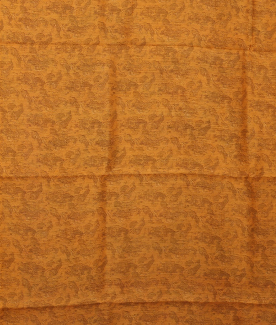 Yellow Tussar Printed Saree T3540993