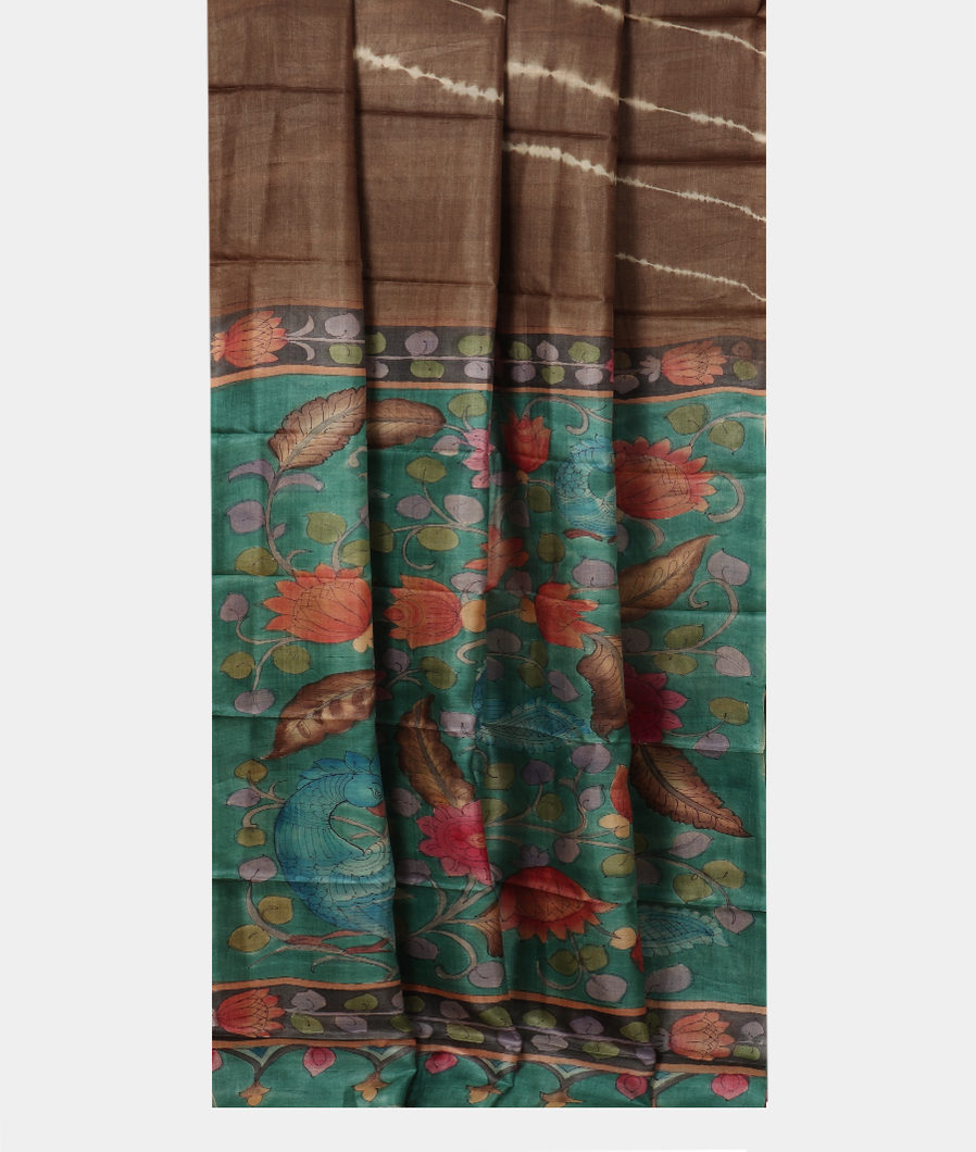 Light Brown Tussar Printed Saree T3738702