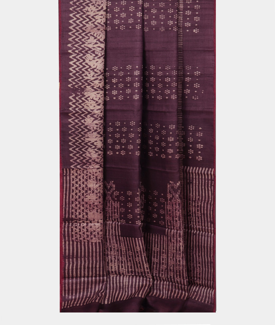 Purple Tussar Printed Saree T3681902