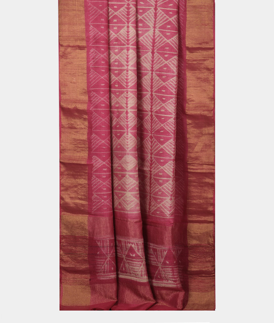 Pink Tussar Printed Saree T3634082