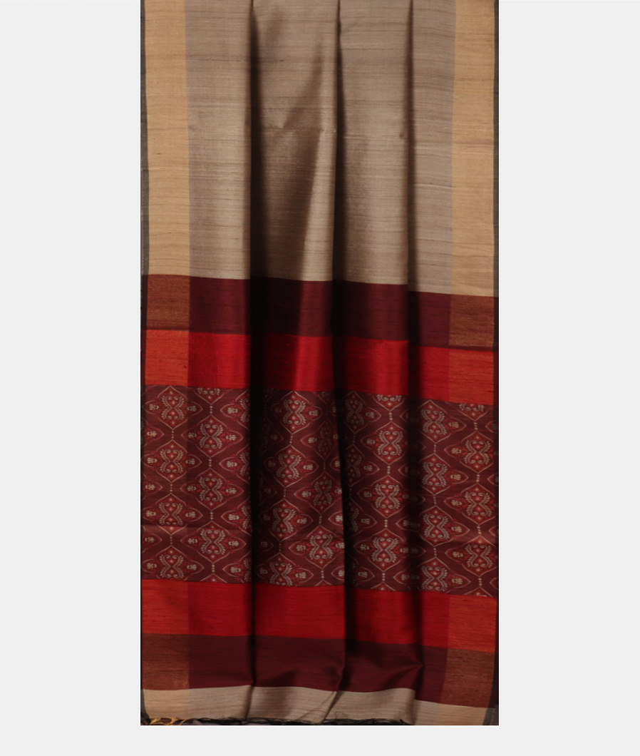 Grey Tussar Printed Saree T3707682