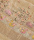 Beige Linen Embroidery Saree T3684131