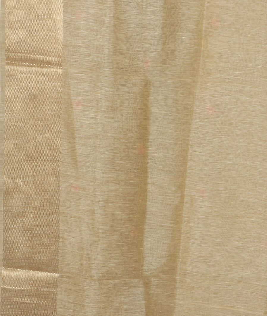 Beige Linen Embroidery Saree T3684133