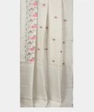 White Linen Embroidery Saree T3641992