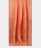 Peach Linen Embroidery Saree T3569782