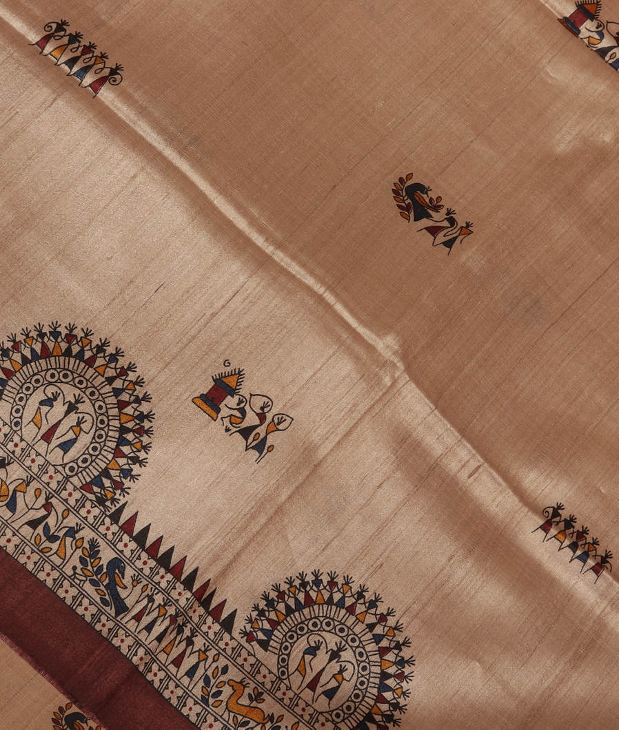 Beige Tussar Printed Saree T370841-image