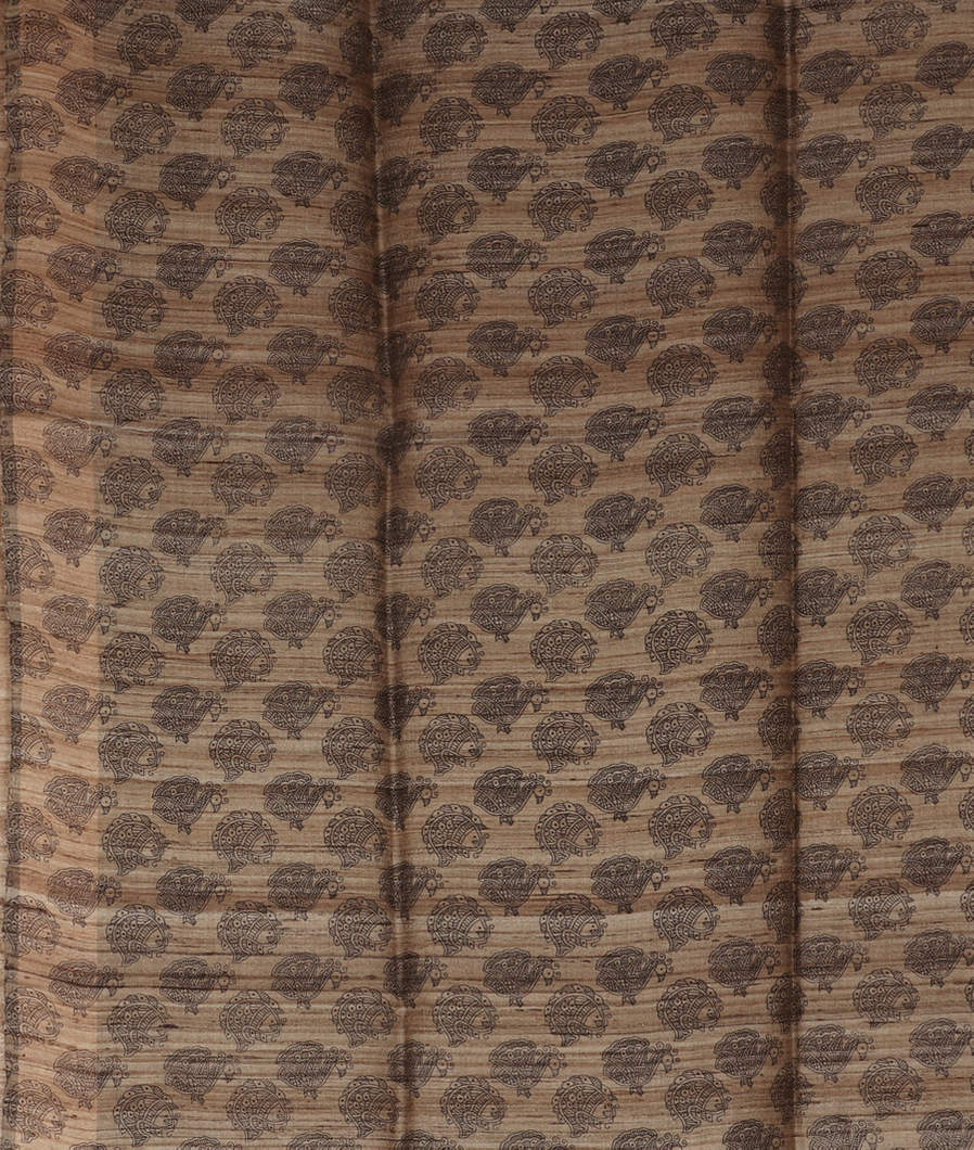 Blue Tussar Printed Saree T3706853