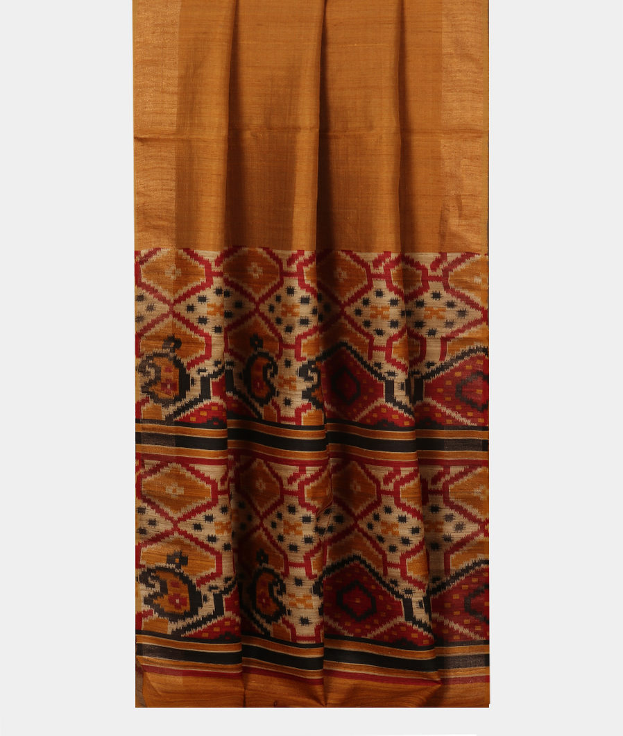 Yellow Tussar Printed Saree T3707202