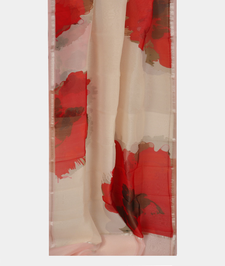 Off - White Kora Organza Printed Saree T3545452