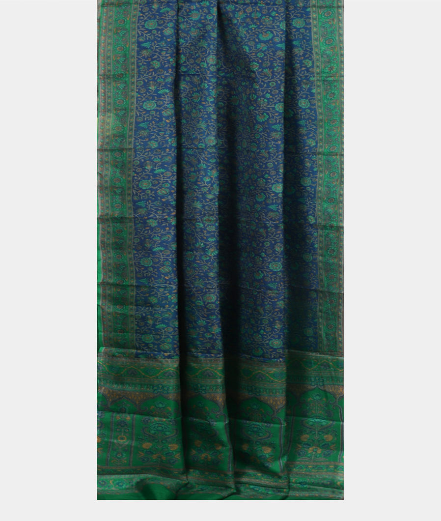 Blue Printed Silk Saree T3740282