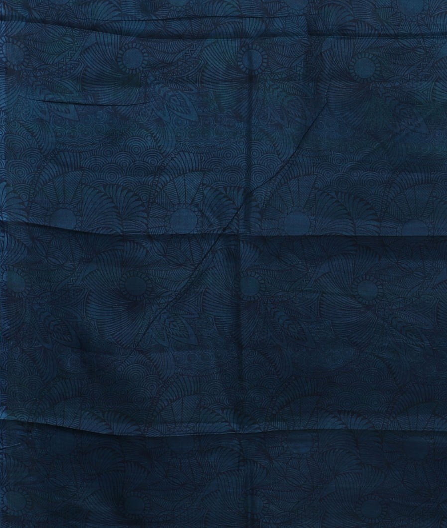 Blue Printed Silk Saree T3740323