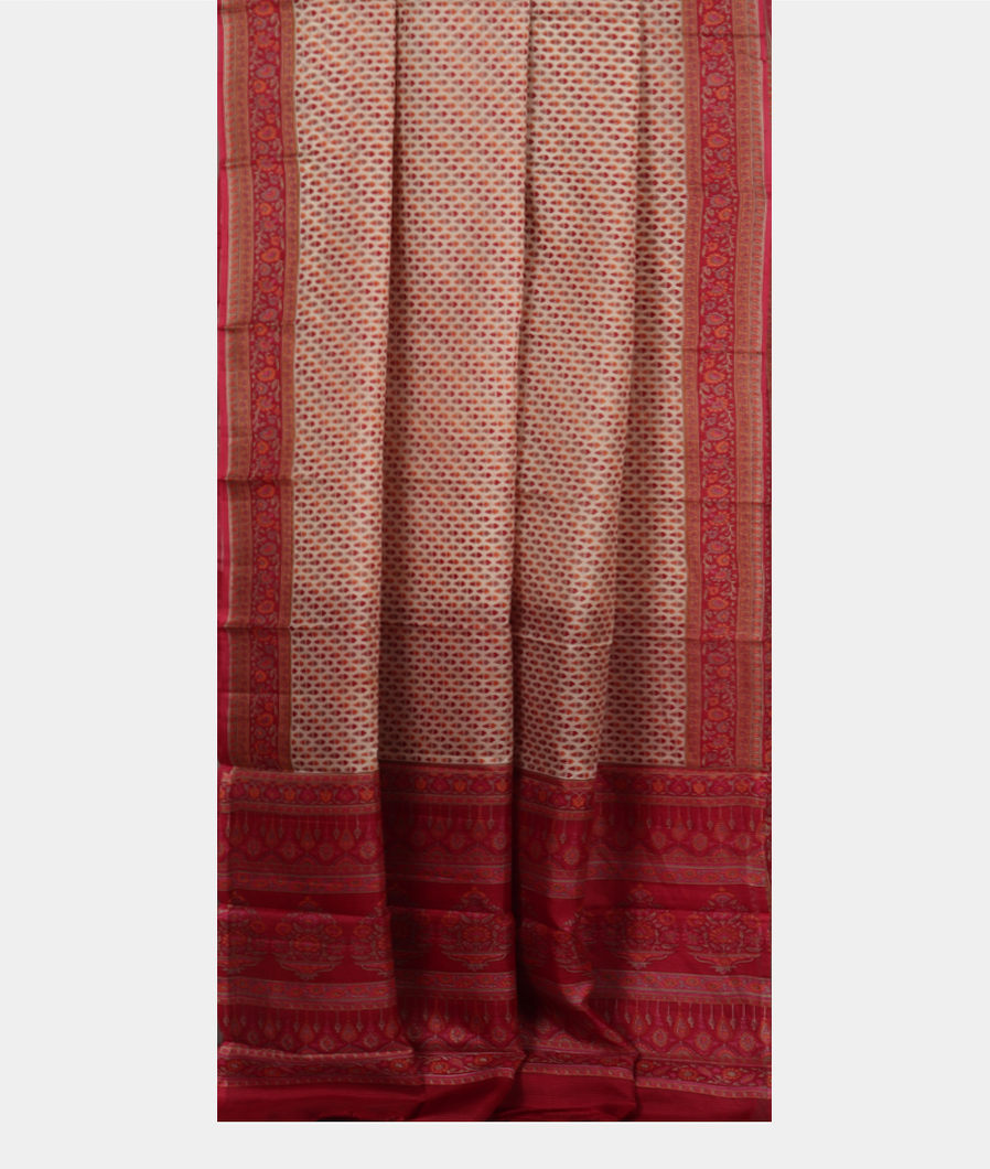 Off-White Printed Silk Saree T3740432