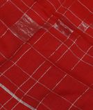 Red Handwoven Linen Saree T3002161