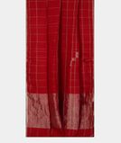 Red Handwoven Linen Saree T3002162
