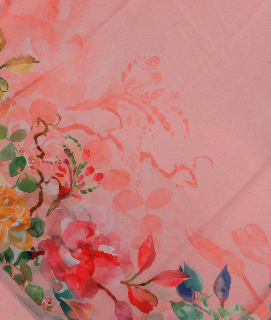 Peach Chiffon Silk Saree T348880-image