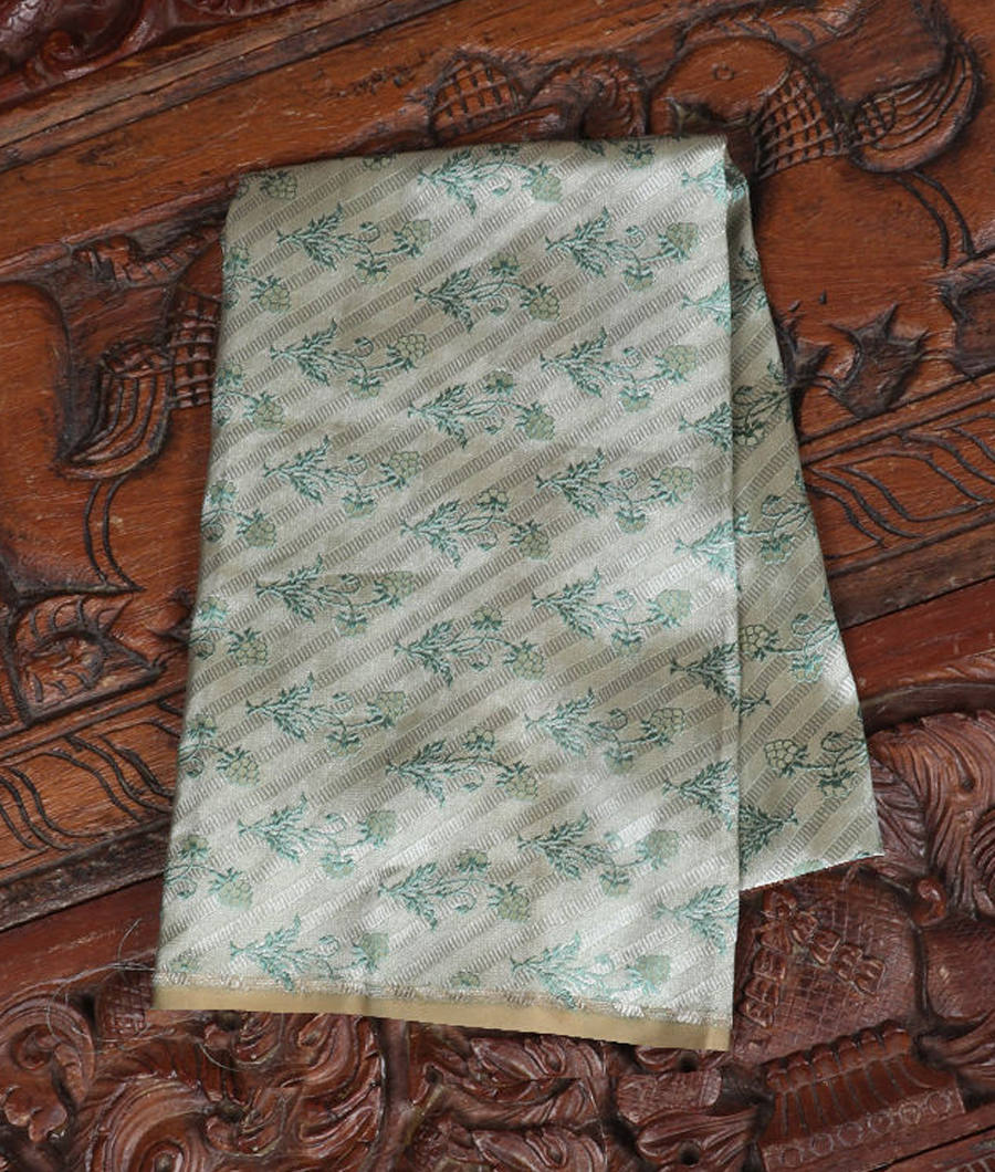 Silver Grey Banaras Silk Blouse T32037-image