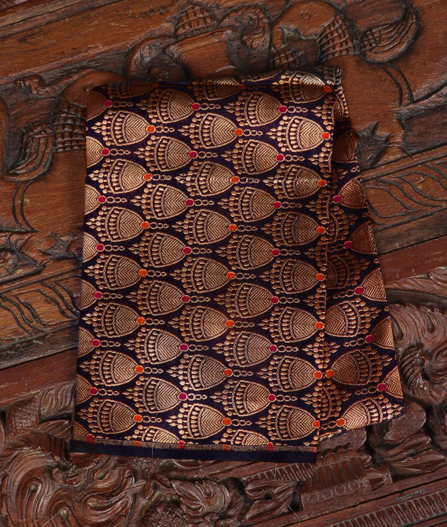 Midnight Blue Banaras Silk Blouse T30534-image