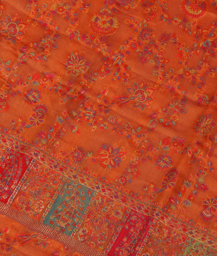 Orange Cashmere Kani Silk Dupatta T286624-image