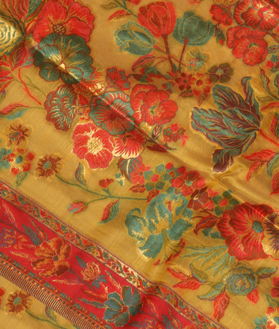 Yellow Cashmere Kani Silk Dupatta T370456-image