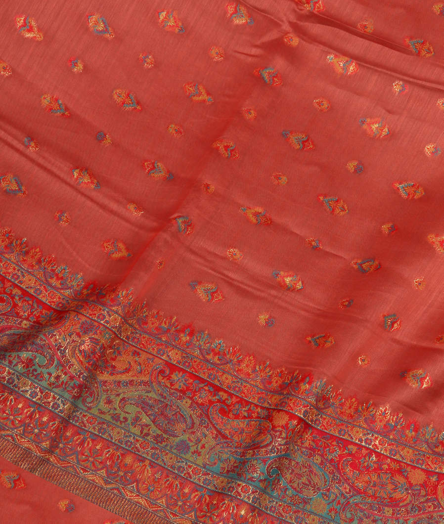 Peach Cashmere Kani Silk Dupatta T370457-image