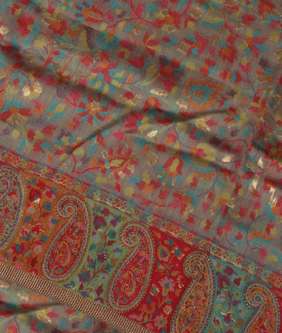 Grey Cashmere Kani Silk Dupatta T370471-image