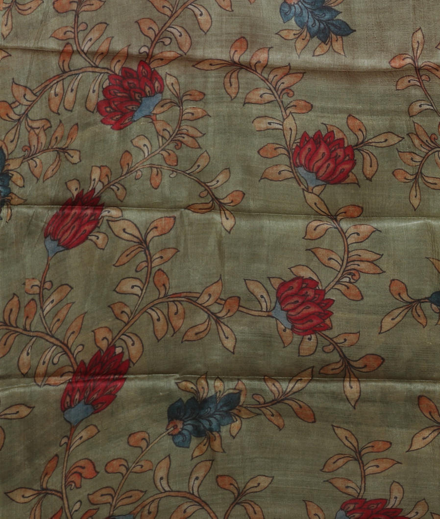 Maroon Tussar Printed Saree T3738603