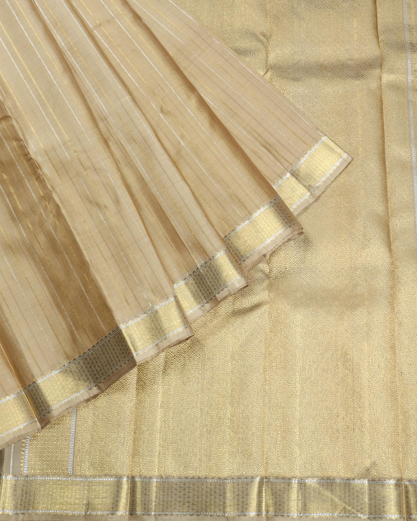 Beige Handwoven Kanjivaram Silk Saree T3747372