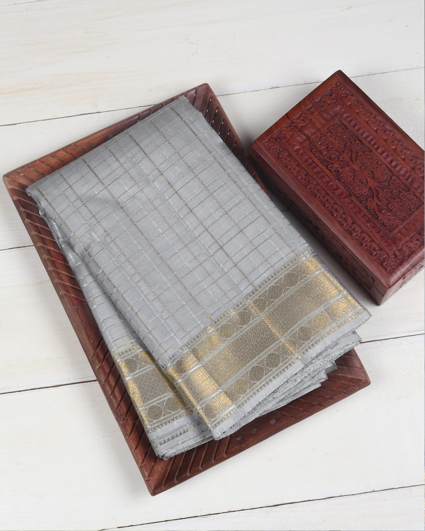 Grey Handwoven Kanjivaram Silk Saree T368016-image