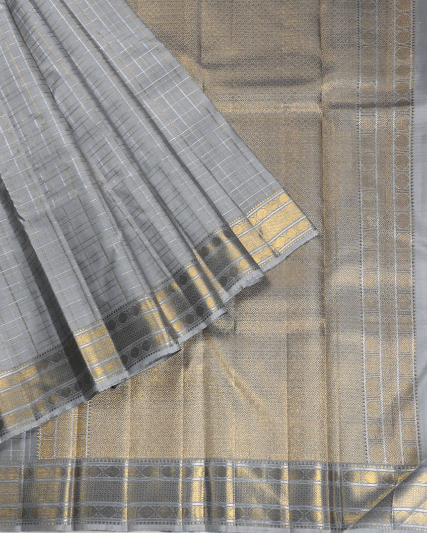 Grey Handwoven Kanjivaram Silk Saree T3680162