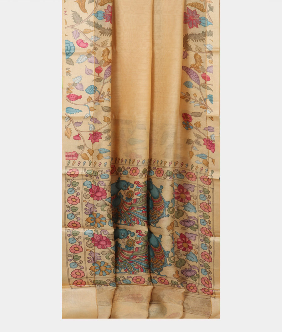 Cream Soft Tussar Printed Saree T2971252