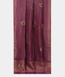 Purple Linen Embroidery Saree T3696962