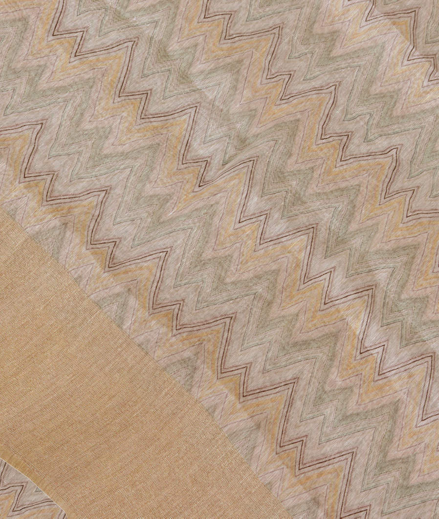 Cream Linen Printed Saree T357905-image