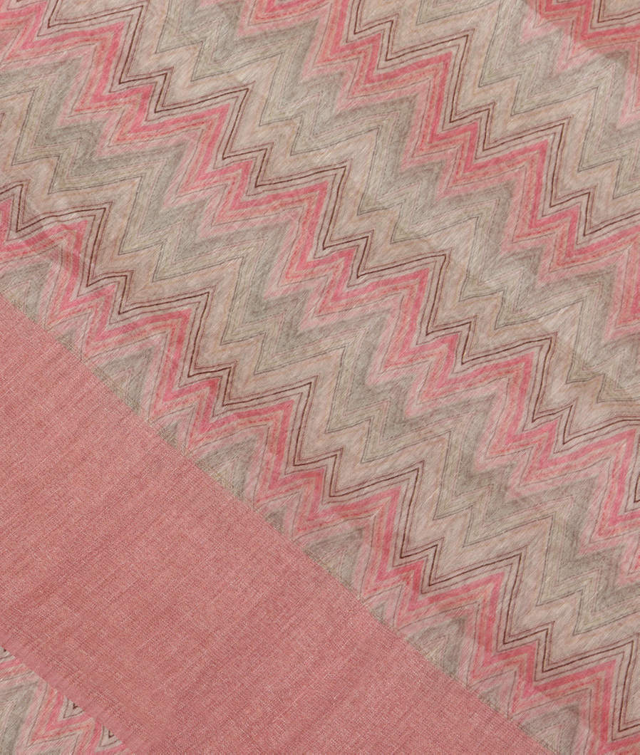 Pink Linen Printed Saree T357912-image
