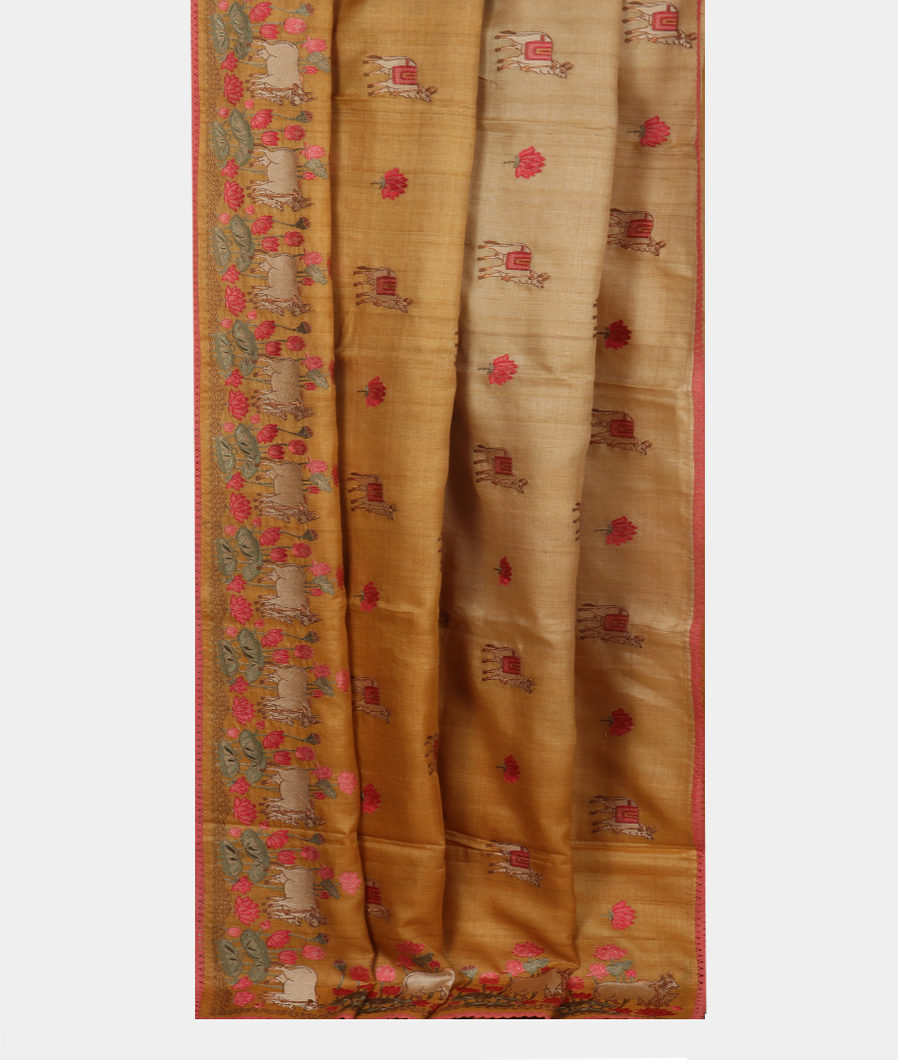 yellow-and-beige-tussar-embroidery-saree-t369148-t369148-b