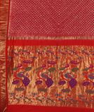Coral Pink Bandhani Silk Saree with Paithani Pallu T3727204