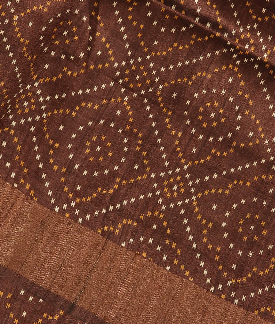 Brown Tussar Printed Saree T342451-image