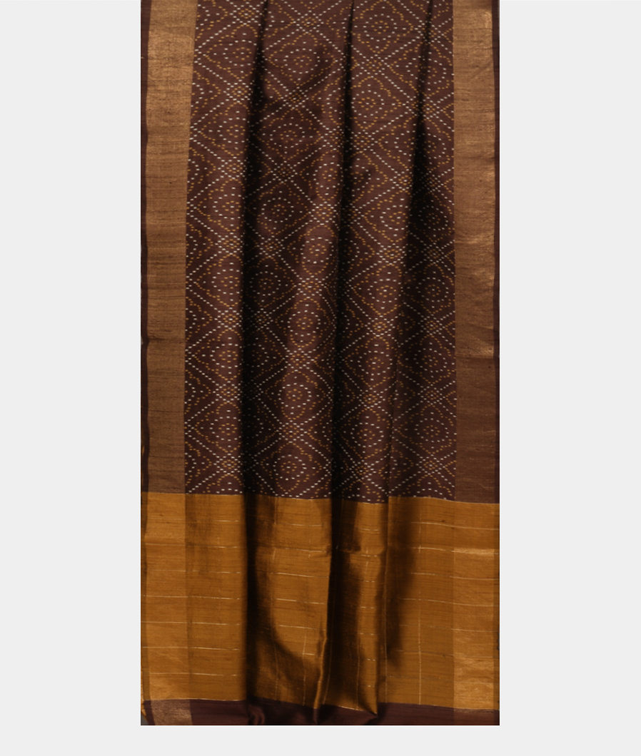 Brown Tussar Printed Saree T3424512