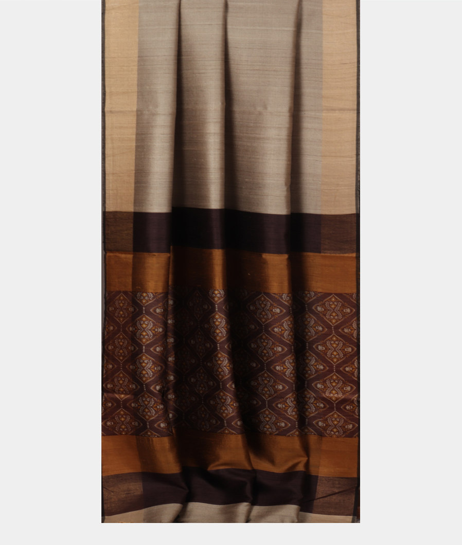 Grey Tussar Printed Saree T3707882