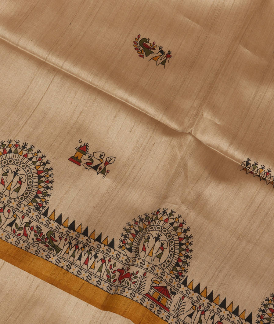 Beige Tussar Printed Saree T370847-image