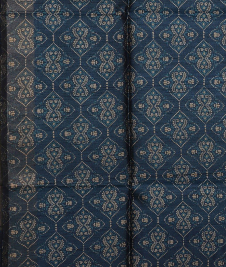 Grey Tussar Printed Saree T3707903