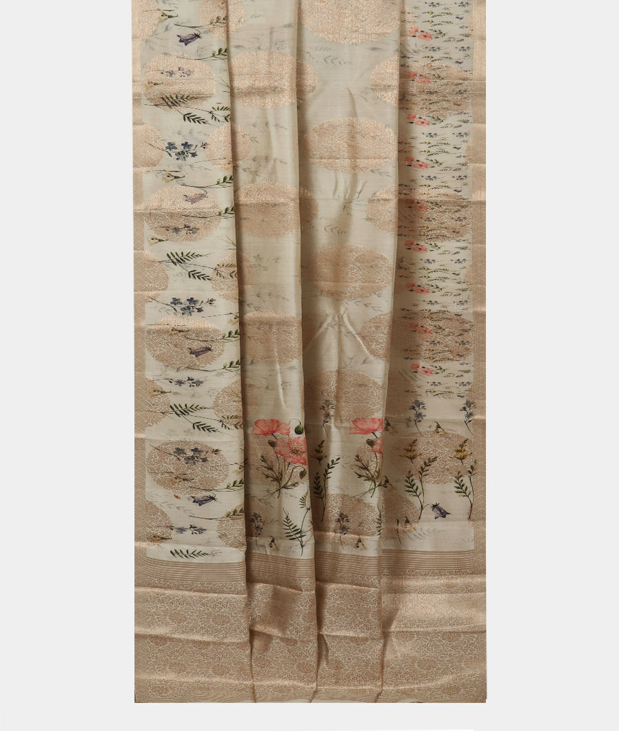 Cream Chaniya Silk Saree T3692282