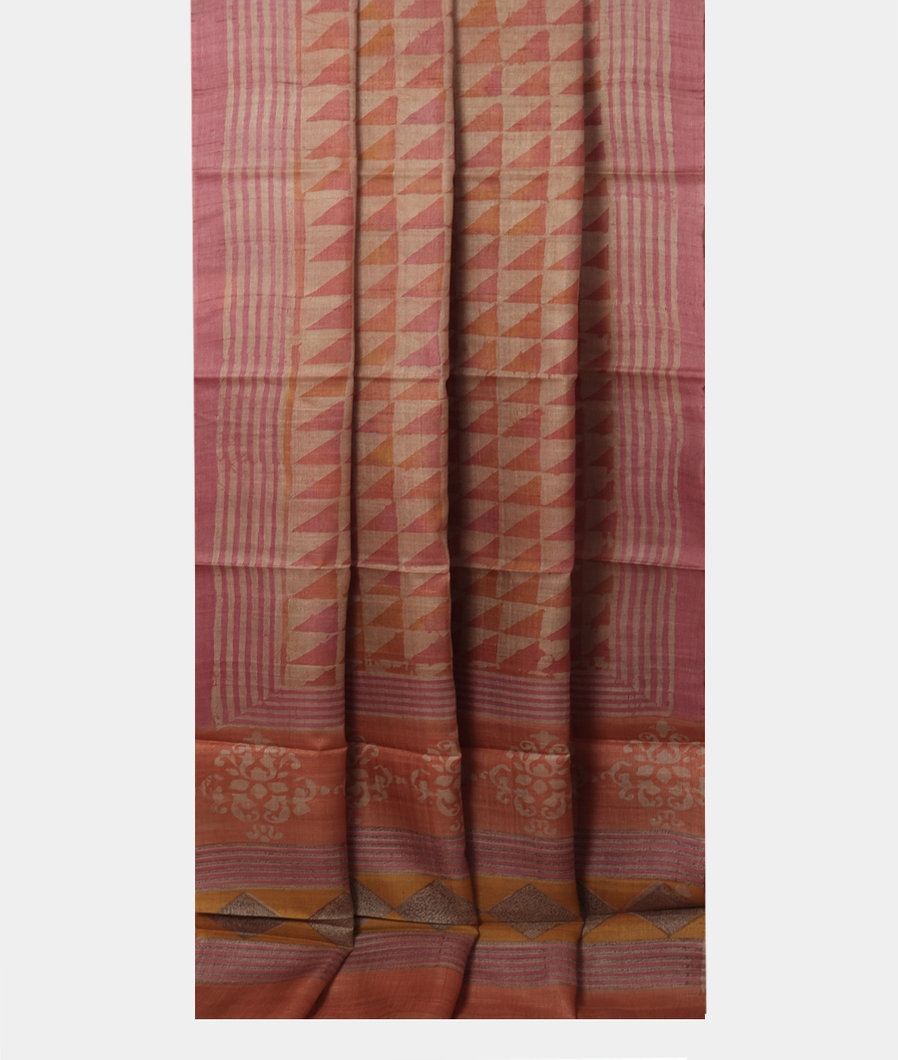 Beige Tussar Printed Saree T3636422